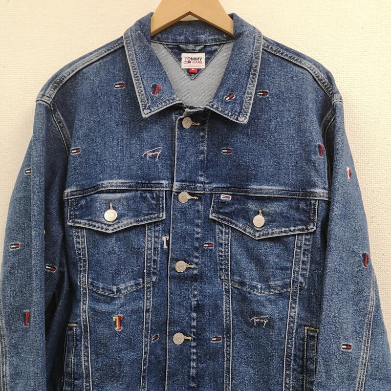 トミー ジーンズ TOMMY JEANS ジャケット、上着 ジャンパー、ブルゾン フラッグロゴ 刺繡 総柄 デニム トラッカー ジャケット Ｇジャン M インディゴ / インディゴ / Indigo メンズ USED 古着 中古 50168701