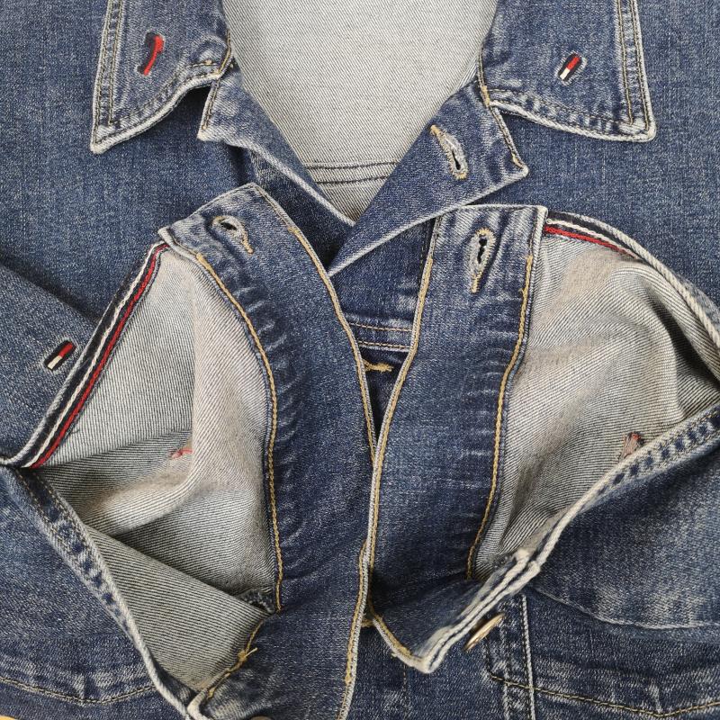 トミー ジーンズ TOMMY JEANS ジャケット、上着 ジャンパー、ブルゾン フラッグロゴ 刺繡 総柄 デニム トラッカー ジャケット Ｇジャン M インディゴ / インディゴ / Indigo メンズ USED 古着 中古 50168701