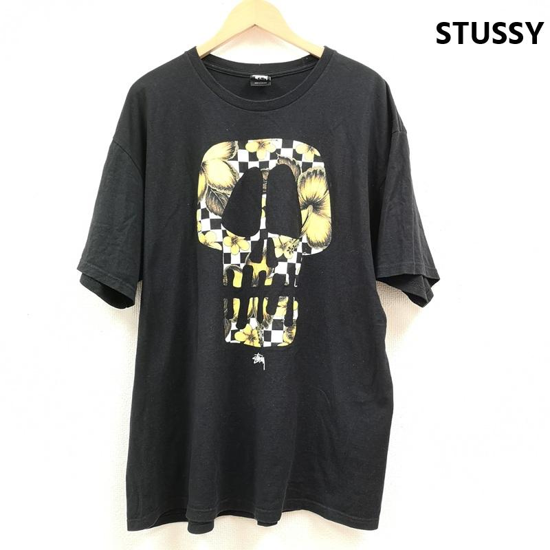 ステューシー STUSSY Tシャツ 半袖 00s メキシコ製 黒タグ 骸骨 スカル ハイビスカス 半袖 Tシャツ S/S TEE XL 黒 / ブラック / black メンズ USED 古着 中古 50168704