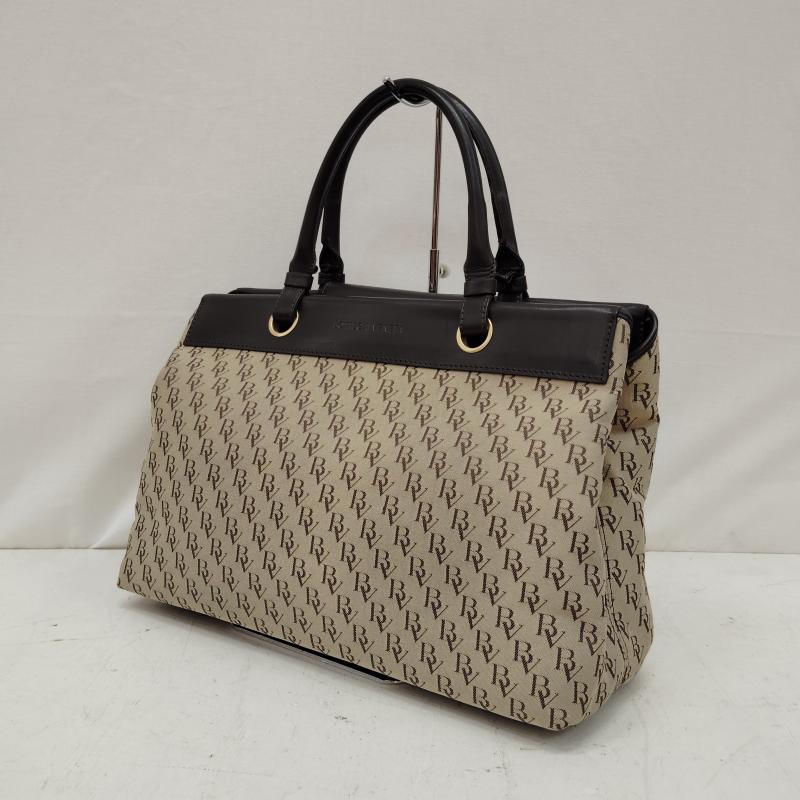 ボッテガヴェネタ BOTTEGA VENETA ハンドバッグ ハンドバッグ BV ロゴ モノグラム キャンバス レザー B00256 FREE 茶 / ブラウン / brown X ベージュ / ベージュ / beige レディース USED 古着 中古 50168707