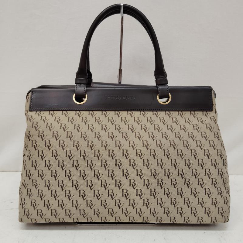 ボッテガヴェネタ BOTTEGA VENETA ハンドバッグ ハンドバッグ BV ロゴ モノグラム キャンバス レザー B00256 FREE 茶 / ブラウン / brown X ベージュ / ベージュ / beige レディース USED 古着 中古 50168707