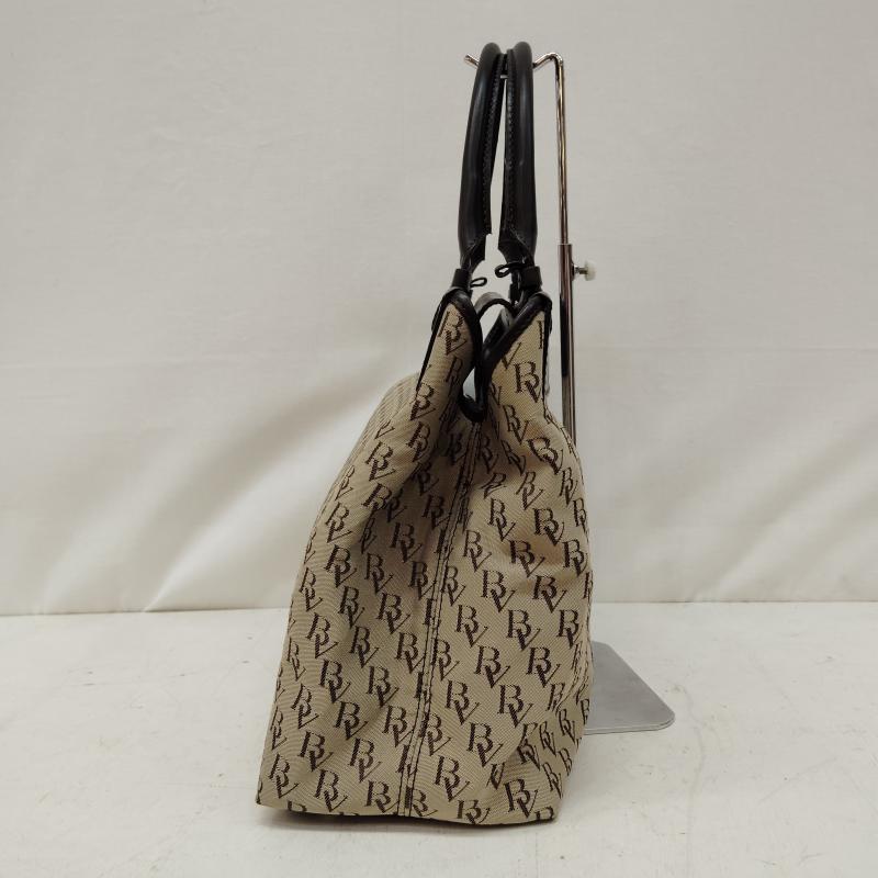 ボッテガヴェネタ BOTTEGA VENETA ハンドバッグ ハンドバッグ BV ロゴ モノグラム キャンバス レザー B00256 FREE 茶 / ブラウン / brown X ベージュ / ベージュ / beige レディース USED 古着 中古 50168707