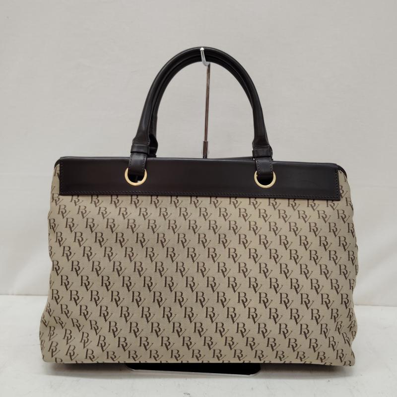 ボッテガヴェネタ BOTTEGA VENETA ハンドバッグ ハンドバッグ BV ロゴ モノグラム キャンバス レザー B00256 FREE 茶 / ブラウン / brown X ベージュ / ベージュ / beige レディース USED 古着 中古 50168707