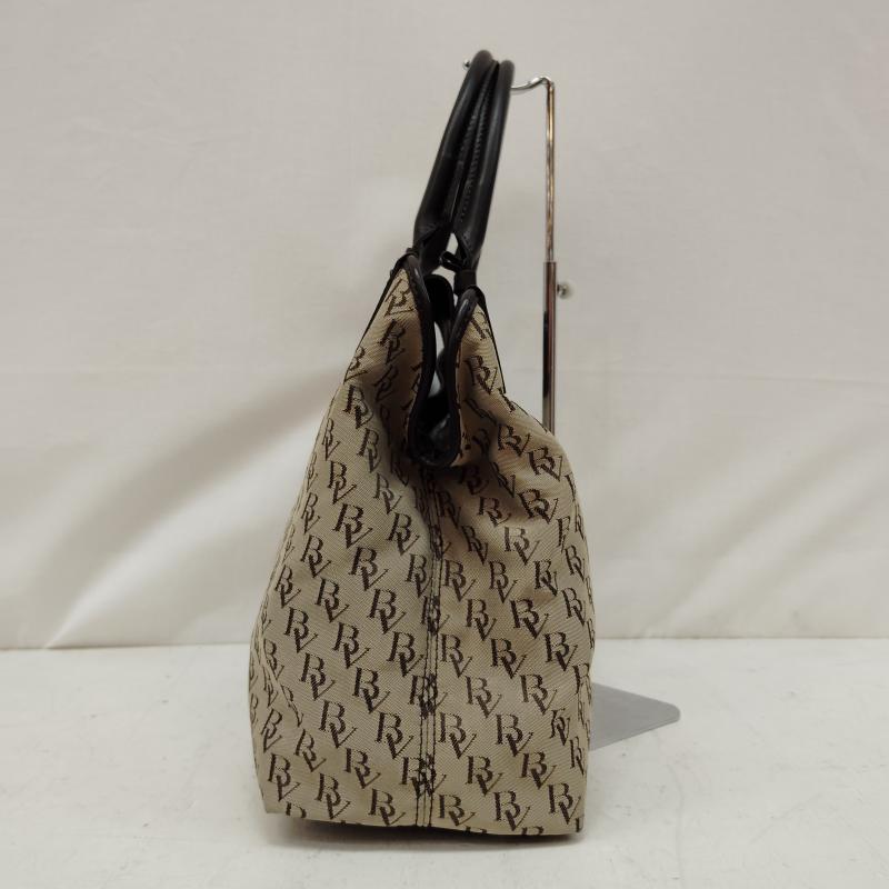 ボッテガヴェネタ BOTTEGA VENETA ハンドバッグ ハンドバッグ BV ロゴ モノグラム キャンバス レザー B00256 FREE 茶 / ブラウン / brown X ベージュ / ベージュ / beige レディース USED 古着 中古 50168707