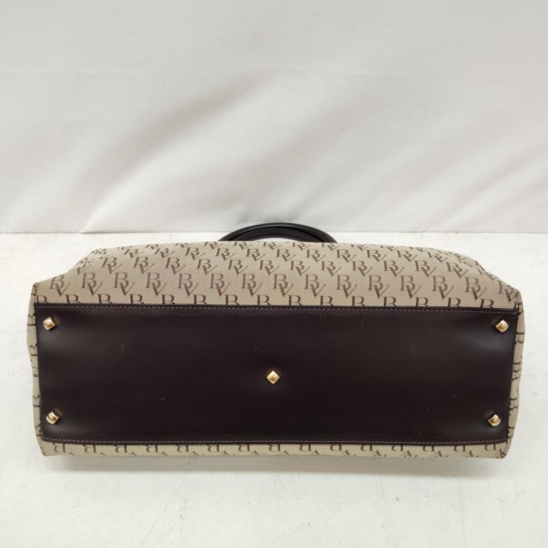 ボッテガヴェネタ BOTTEGA VENETA ハンドバッグ ハンドバッグ BV ロゴ モノグラム キャンバス レザー B00256 FREE 茶 / ブラウン / brown X ベージュ / ベージュ / beige レディース USED 古着 中古 50168707