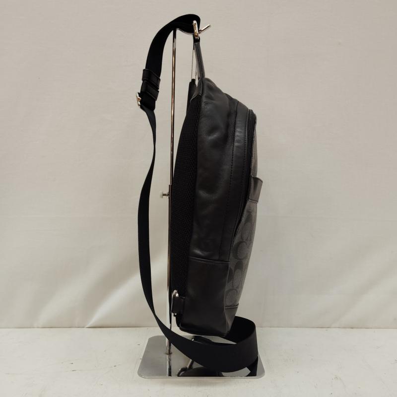 コーチ COACH ボディバッグ ボディバッグ チャールズ パック シグネチャー PVC コーティング キャンバス レザー F54787 - 黒 / ブラック / black X 灰 / グレー / gray メンズ USED 古着 中古 50168708