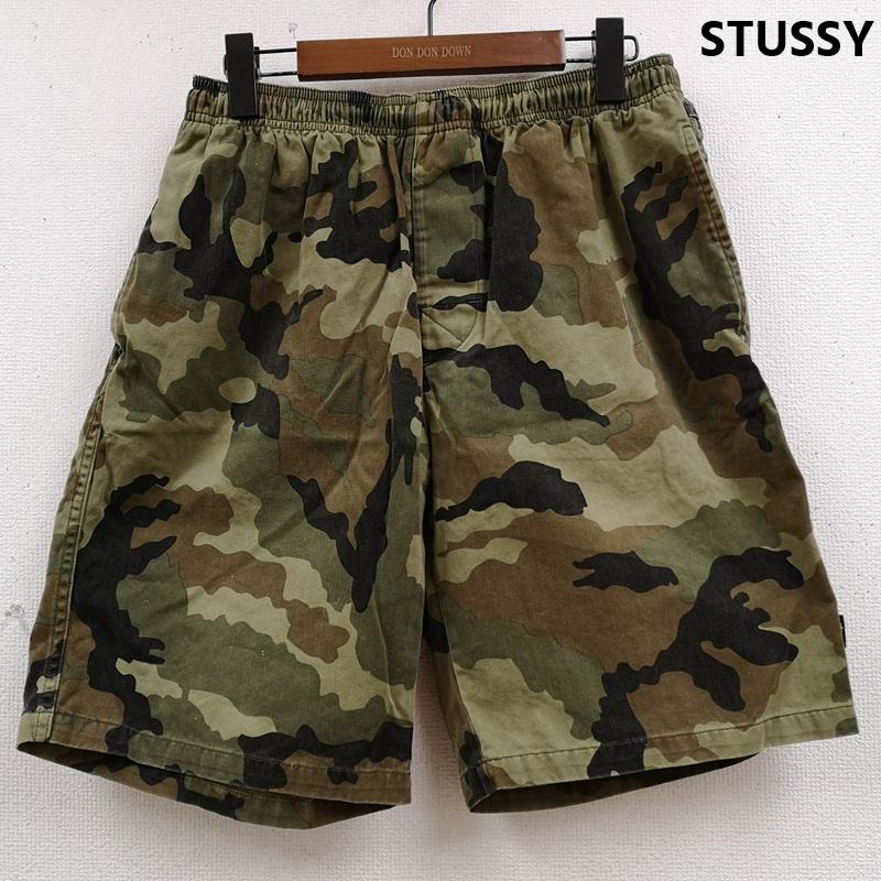 ステューシー STUSSY パンツ チノパン 90s 黒タグ カモフラージュ 迷彩柄 ウエストゴム ショート パンツ ハーフ パンツ L マルチカラー / マルチカラー / multicolor メンズ USED 古着 中古 50168709