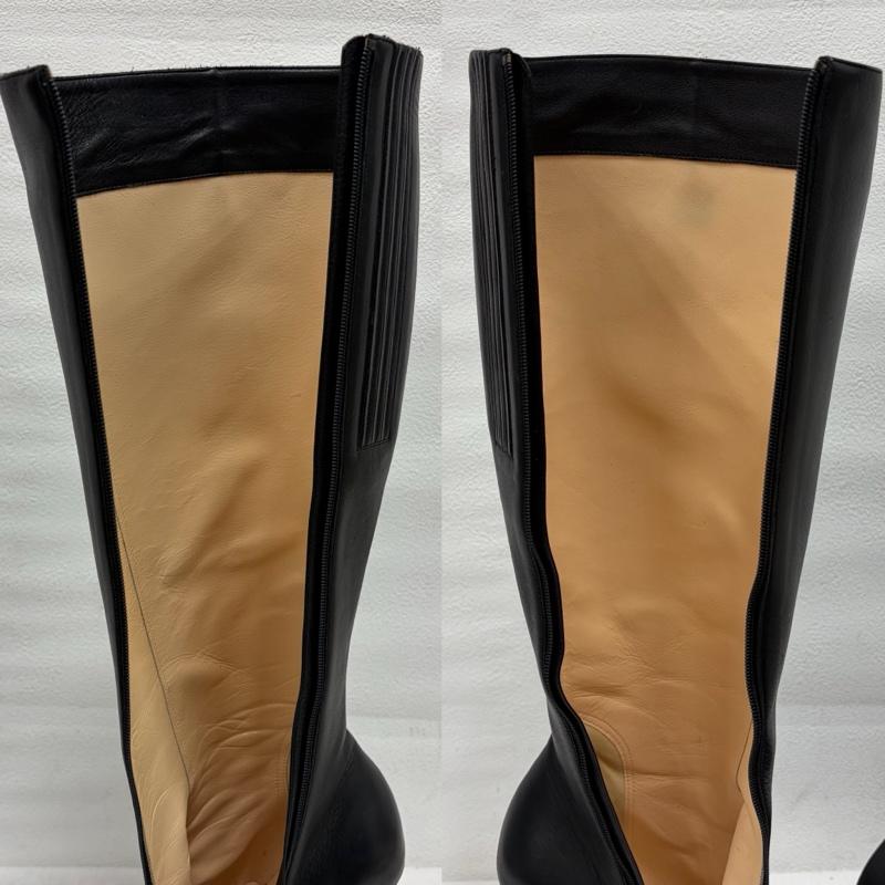 クリスチャン・ルブタン Christian Louboutin ブーツ ロングブーツ レザー ロングブーツ 37 ピンヒール サイドファスナー レッドソール トップリフト - 無地 黒 / ブラック / black X 赤 / レッド / red レディース USED 古着 中古 50168719