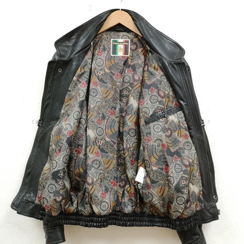 古着 USED ジャケット、上着 レザージャケット Caurent De Medici イタリア製 羊革 ラム レザー ジャケット 革ジャン XL 黒 / ブラック / black メンズ USED 古着 中古 50168727