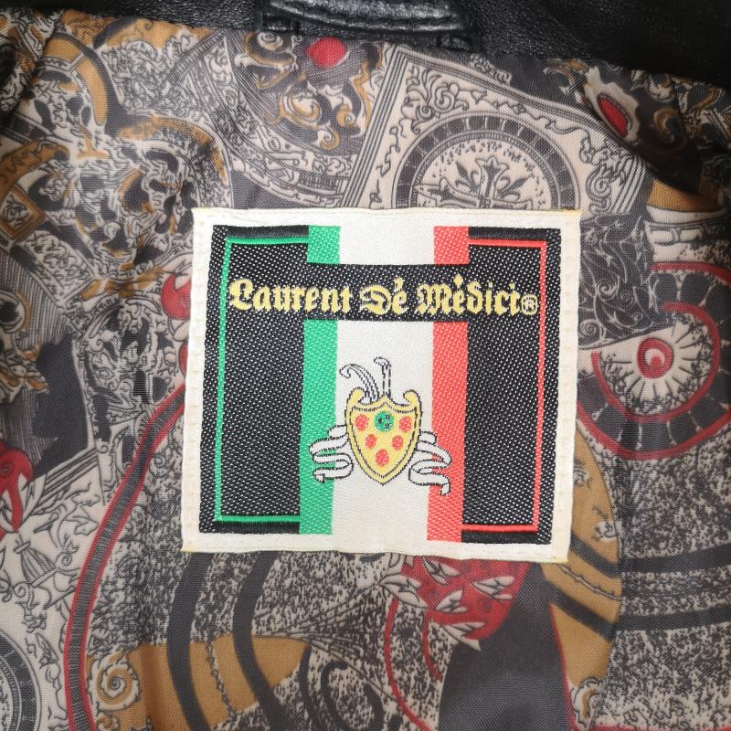 古着 USED ジャケット、上着 レザージャケット Caurent De Medici イタリア製 羊革 ラム レザー ジャケット 革ジャン XL 黒 / ブラック / black メンズ USED 古着 中古 50168727