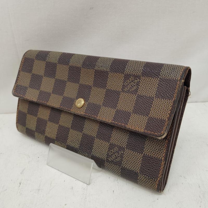 ルイヴィトン LOUIS VUITTON 財布 長財布 ダミエ エベヌ ポルト フォイユ サラ CA0045 - 茶 / ブラウン / brown X ベージュ / ベージュ / beige レディース USED 古着 中古 50168739