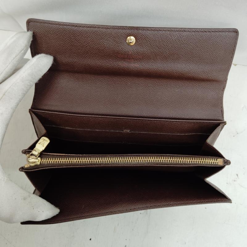 ルイヴィトン LOUIS VUITTON 財布 長財布 ダミエ エベヌ ポルト フォイユ サラ CA0045 - 茶 / ブラウン / brown X ベージュ / ベージュ / beige レディース USED 古着 中古 50168739