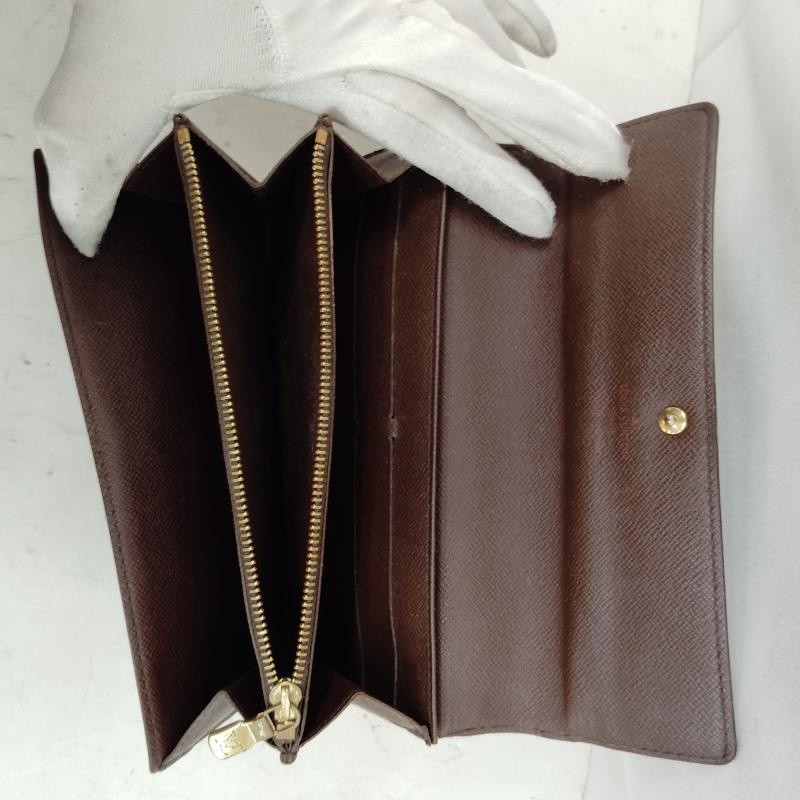 ルイヴィトン LOUIS VUITTON 財布 長財布 ダミエ エベヌ ポルト フォイユ サラ CA0045 - 茶 / ブラウン / brown X ベージュ / ベージュ / beige レディース USED 古着 中古 50168739