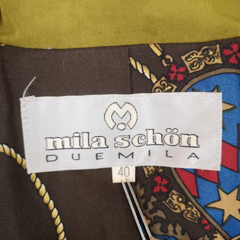 ミラ・ショーン mila schon コート コート一般 日本製 切り替え レイヤード風 スタンドカラー ロング コート 40 カーキ / カーキ / khaki レディース USED 古着 中古 50168743