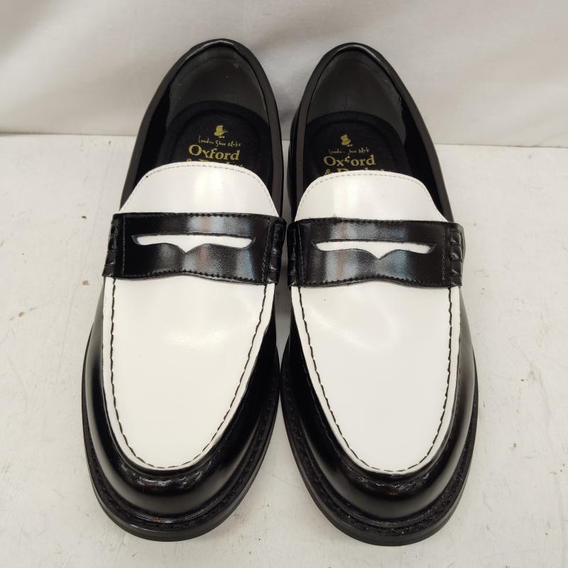 レザー レザー 革靴 革靴 London Shoe Make Oxford and Derby レザー コイン ローファー UK：8 白 / ホワイト / white X 黒 / ブラック / black メンズ USED 古着 中古 50168744