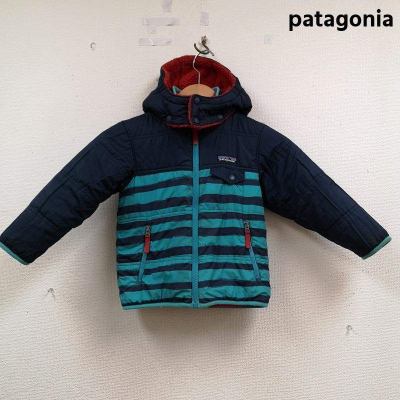 パタゴニア patagonia ジャケット、上着 ジャンパー、ブルゾン リバーシブル 2WAY ボーダー ボア ジャケット 61160 4 青 / ブルー / blue X 赤 / レッド / red ボーイズ USED 古着 中古 50168748