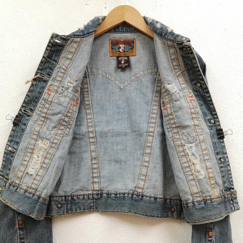 トゥルーレリジョン TRUE RELIGION ジャケット、上着 ジャンパー、ブルゾン ホースシューステッチ ダメージ加工 ショート丈 デニム ジャケット Gジャン XS インディゴ / インディゴ / Indigo レディース USED 古着 中古 50168753