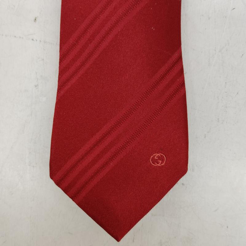 グッチ GUCCI ネクタイ ネクタイ シルク ネクタイ GG ロゴ 斜め ストライプ FREE えんじ / ワインレッド / dark red メンズ USED 古着 中古 50168756