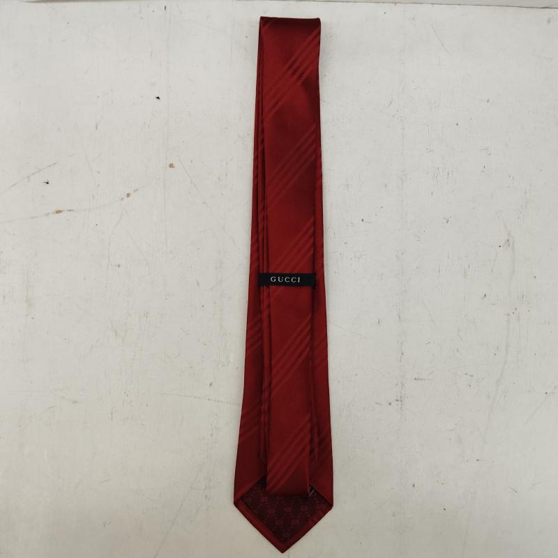 グッチ GUCCI ネクタイ ネクタイ シルク ネクタイ GG ロゴ 斜め ストライプ FREE えんじ / ワインレッド / dark red メンズ USED 古着 中古 50168756
