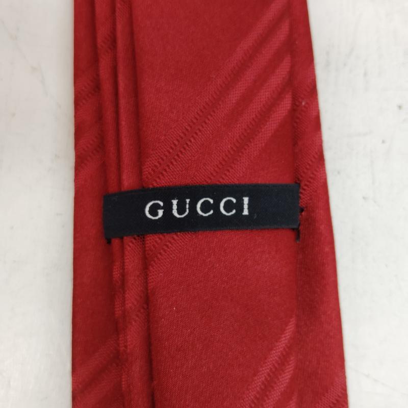 グッチ GUCCI ネクタイ ネクタイ シルク ネクタイ GG ロゴ 斜め ストライプ FREE えんじ / ワインレッド / dark red メンズ USED 古着 中古 50168756