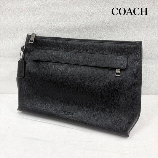 コーチ COACH クラッチバッグ、パーティバッグ クラッチバッグ、パーティバッグ レザー クラッチバッグ ロゴ チャーム シボ革 ビジネス セカンド - ワンポイント X ロゴ、文字 黒 / ブラック / black メンズ USED 古着 中古 50168763
