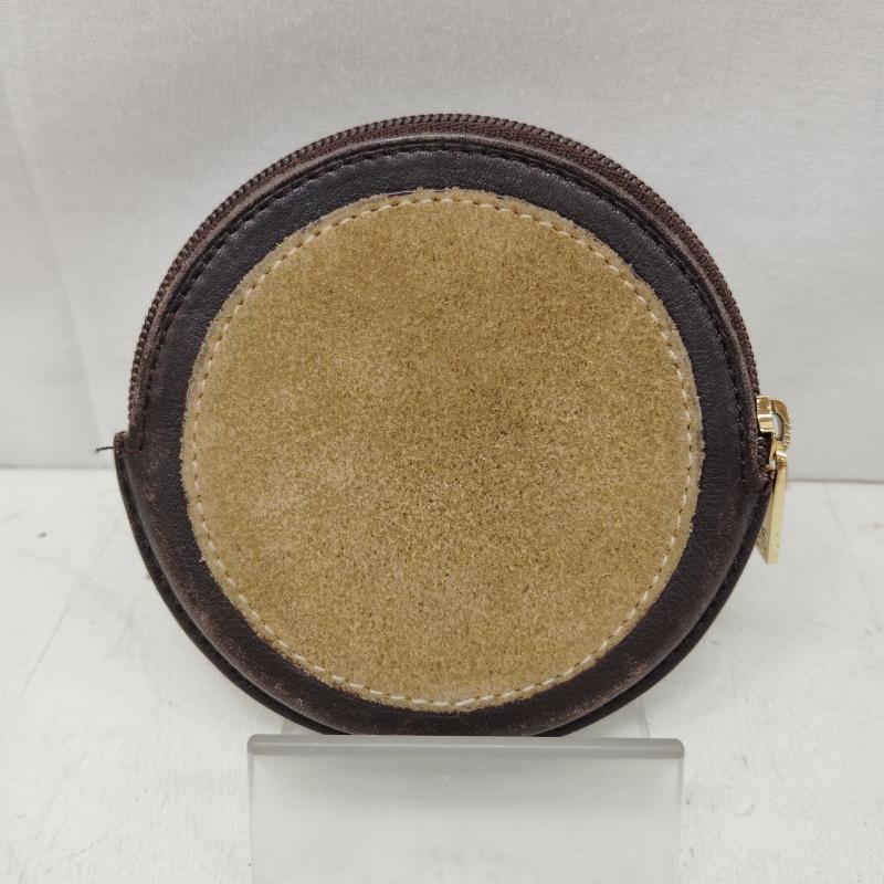 ロエベ LOEWE 財布 コンパクト財布 ラウンド コイン ケース 小銭入れ アナグラム スエード - 茶 / ブラウン / brown X ベージュ / ベージュ / beige メンズ USED 古着 中古 50168766
