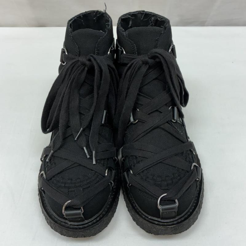 ヨウジヤマモトプールオム Yohji Yamamoto POUR HOMME ブーツ ショートブーツ 24AW プラットフォーム シューズ HO-E03-060-1-04 コットン キャンバス カウレザー ラバーソール 27.0cm メンズ USED 古着 中古 50168782