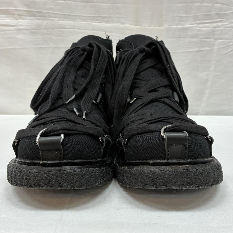 ヨウジヤマモトプールオム Yohji Yamamoto POUR HOMME ブーツ ショートブーツ 24AW プラットフォーム シューズ HO-E03-060-1-04 コットン キャンバス カウレザー ラバーソール 27.0cm メンズ USED 古着 中古 50168782