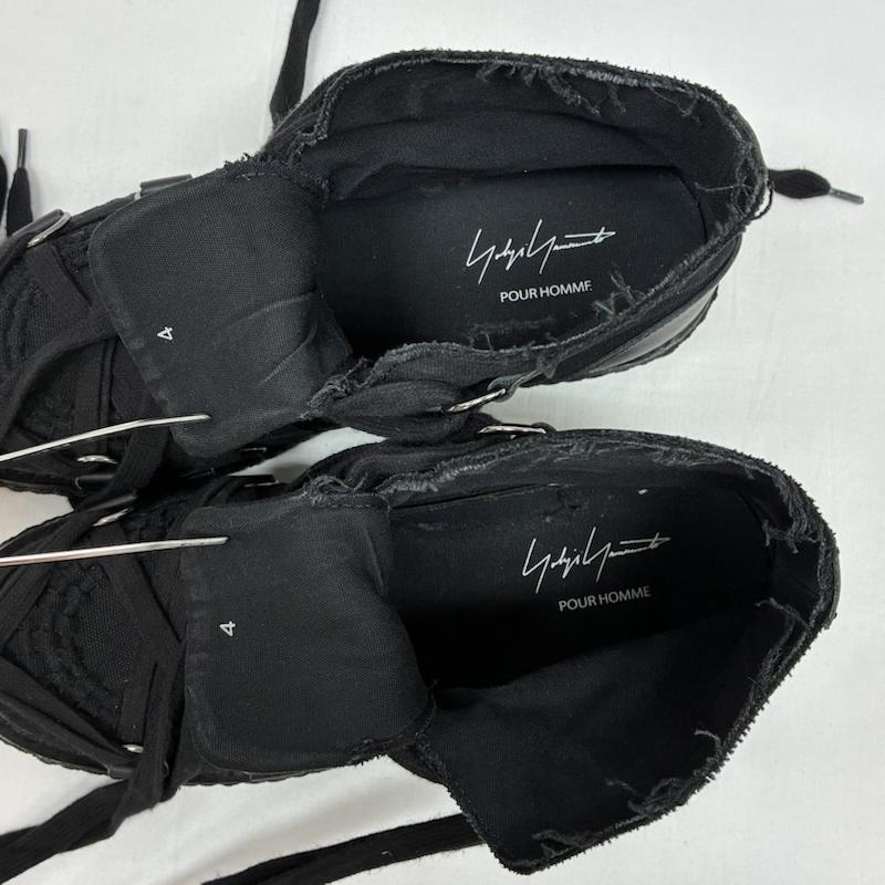 ヨウジヤマモトプールオム Yohji Yamamoto POUR HOMME ブーツ ショートブーツ 24AW プラットフォーム シューズ HO-E03-060-1-04 コットン キャンバス カウレザー ラバーソール 27.0cm メンズ USED 古着 中古 50168782