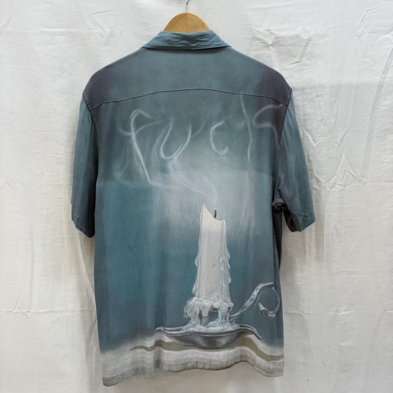 シュプリーム Supreme シャツ、ブラウス 半袖 21ss FUCK RAYON S/S SHIRT Teal キャンドル オープンカラー レーヨン シャツ M メンズ USED 古着 中古 50168784