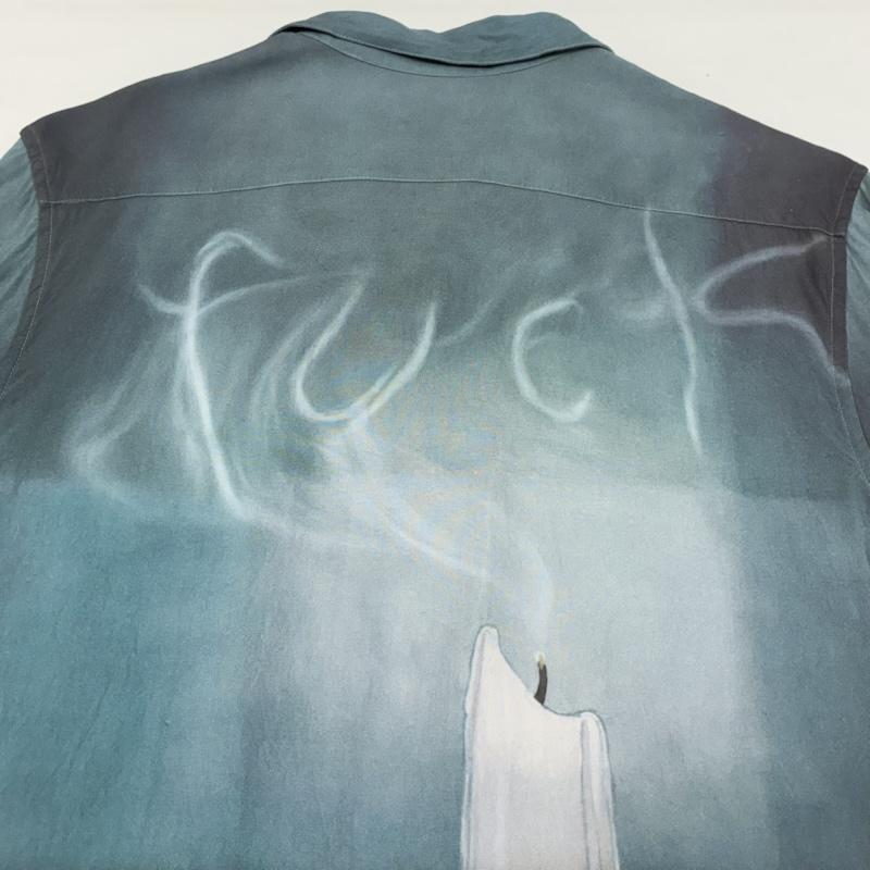 シュプリーム Supreme シャツ、ブラウス 半袖 21ss FUCK RAYON S/S SHIRT Teal キャンドル オープンカラー レーヨン シャツ M メンズ USED 古着 中古 50168784