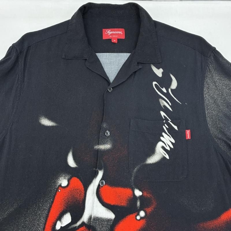シュプリーム Supreme シャツ、ブラウス 半袖 20AW BLOW BACK RAYON S/S SHIRT リップ グラフィック アート オープンカラー レーヨン シャツ M メンズ USED 古着 中古 50168786