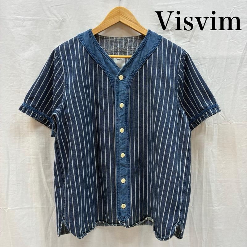 ビズビム VISVIM シャツ、ブラウス 半袖 16ss DUGOUT SHIRT S/S INDIGO STRIPE 0116105011020 デニム ベースボール シャツ 3 メンズ USED 古着 中古 50168803