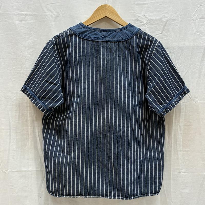 ビズビム VISVIM シャツ、ブラウス 半袖 16ss DUGOUT SHIRT S/S INDIGO STRIPE 0116105011020 デニム ベースボール シャツ 3 メンズ USED 古着 中古 50168803
