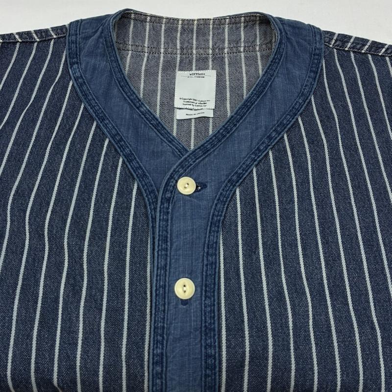ビズビム VISVIM シャツ、ブラウス 半袖 16ss DUGOUT SHIRT S/S INDIGO STRIPE 0116105011020 デニム ベースボール シャツ 3 メンズ USED 古着 中古 50168803