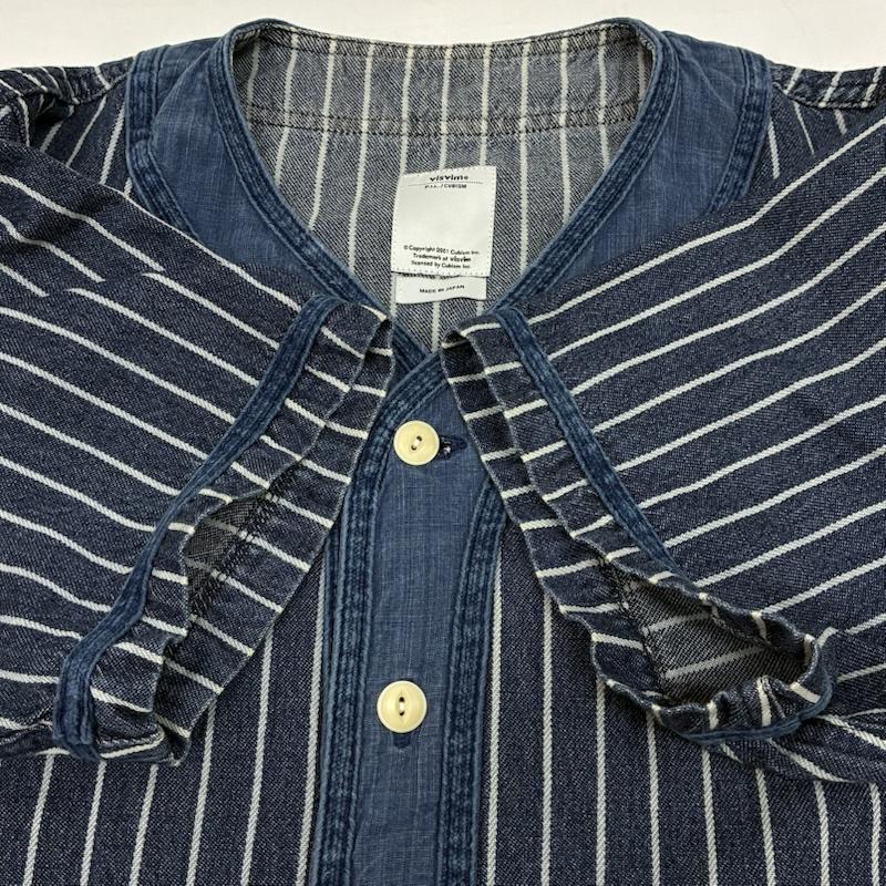 ビズビム VISVIM シャツ、ブラウス 半袖 16ss DUGOUT SHIRT S/S INDIGO STRIPE 0116105011020 デニム ベースボール シャツ 3 メンズ USED 古着 中古 50168803