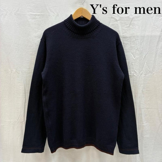 ワイズフォーメン Y s for men ニット、セーター 長袖 90s OLD ARCHIVE 茶タグ 袖 切替 リブライン ハイネック ニット セーター - メンズ USED 古着 中古 50168804