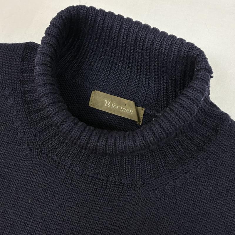 ワイズフォーメン Y s for men ニット、セーター 長袖 90s OLD ARCHIVE 茶タグ 袖 切替 リブライン ハイネック ニット セーター - メンズ USED 古着 中古 50168804