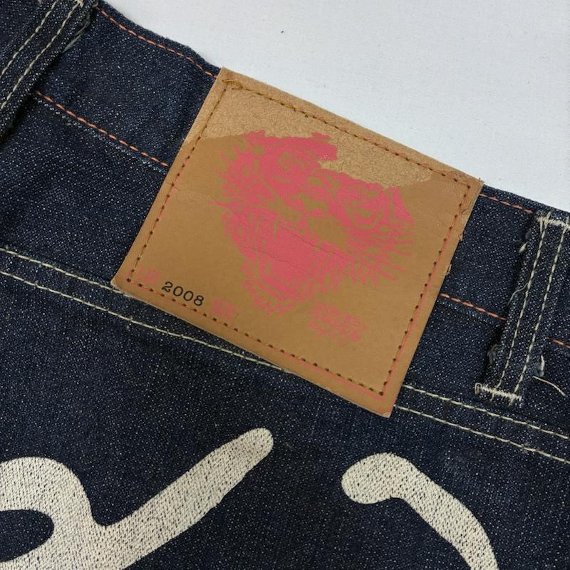 エドハーディー Ed Hardy パンツ デニム、ジーンズ 般若 刺繍 ロゴ ペイント 和柄 ボタンフライ デニムパンツ 34インチ メンズ USED 古着 中古 50168809