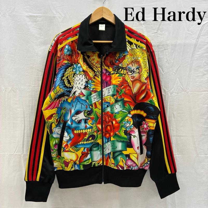 エドハーディー Ed Hardy ジャケット、上着 ジャンパー、ブルゾン CHRISTIAN AUDIGIER 総柄 タトゥー グラフィック サイドライン トラックジャケット - メンズ USED 古着 中古 50168810
