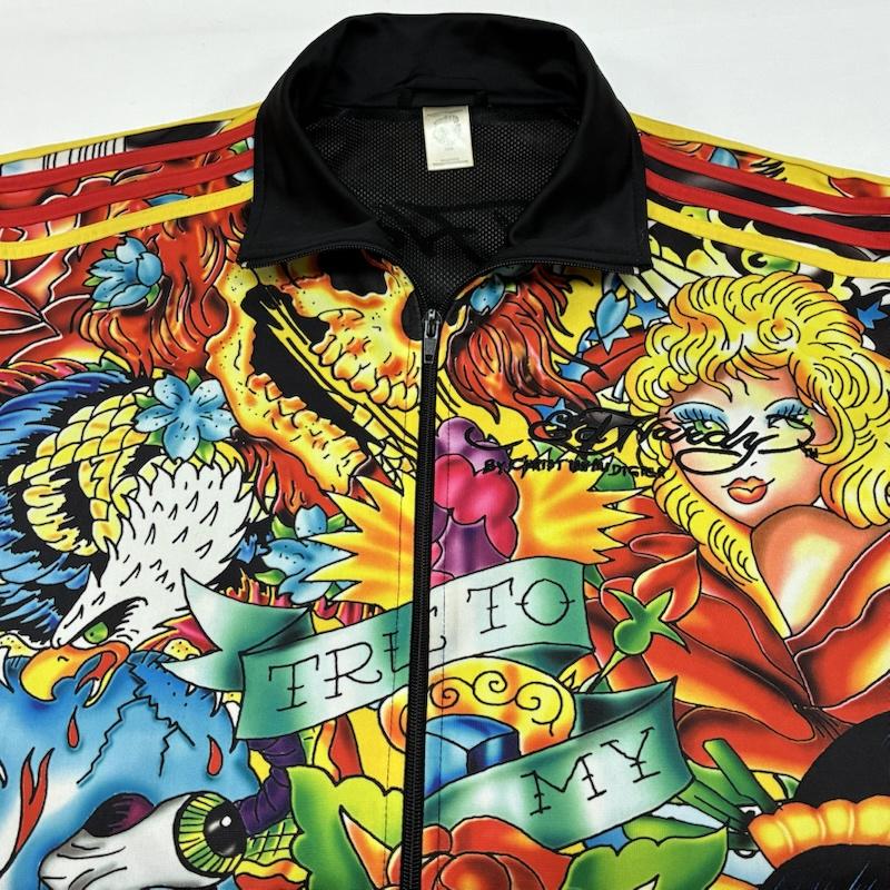 エドハーディー Ed Hardy ジャケット、上着 ジャンパー、ブルゾン CHRISTIAN AUDIGIER 総柄 タトゥー グラフィック サイドライン トラックジャケット - メンズ USED 古着 中古 50168810