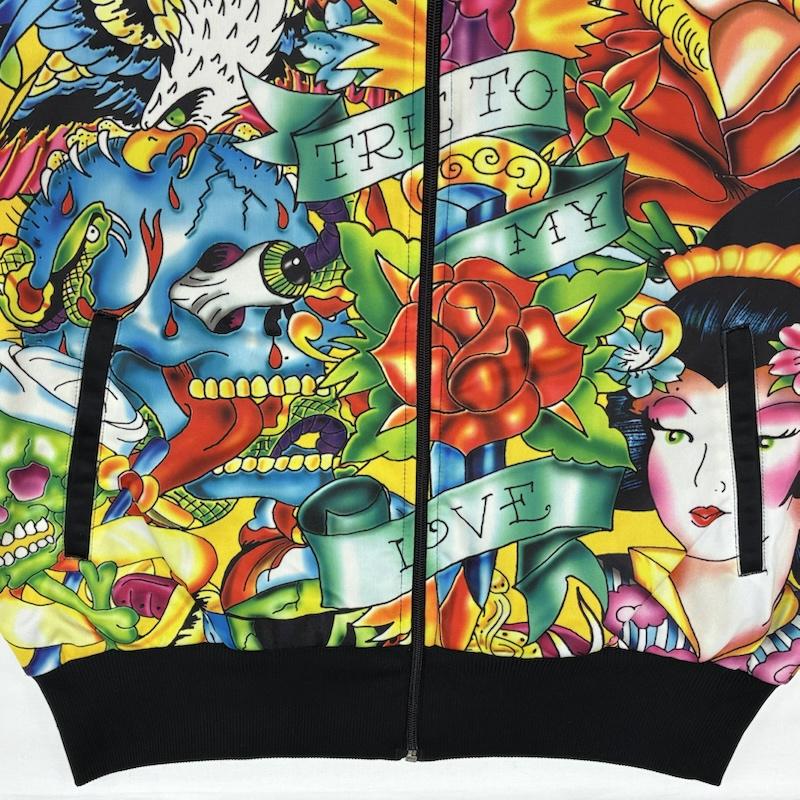 エドハーディー Ed Hardy ジャケット、上着 ジャンパー、ブルゾン CHRISTIAN AUDIGIER 総柄 タトゥー グラフィック サイドライン トラックジャケット - メンズ USED 古着 中古 50168810