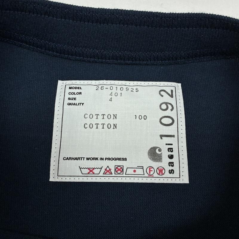 サカイ Sacai Tシャツ 半袖 26ss Carhartt カーハート コラボ 26-01092S コットン ジャージー クルーネック Tシャツ 4 メンズ USED 古着 中古 50168811