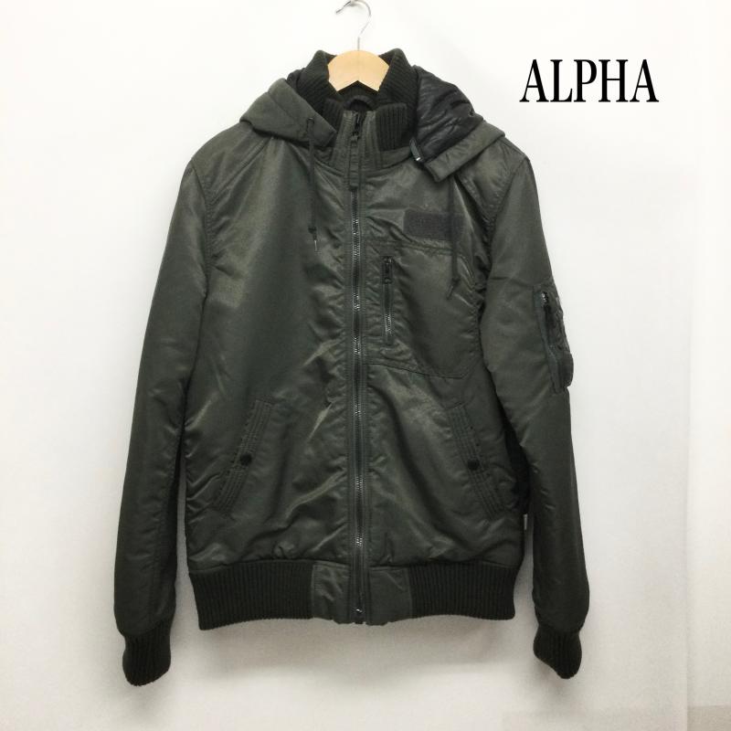 アルファ インダストリー Alpha Industries ジャケット、上着 フライトジャケット ALPHA アルファ フーデッドリブジャケット TA1330-076 ミリタリー L 無地 カーキ / カーキ / khaki メンズ USED 古着 中古 50168813