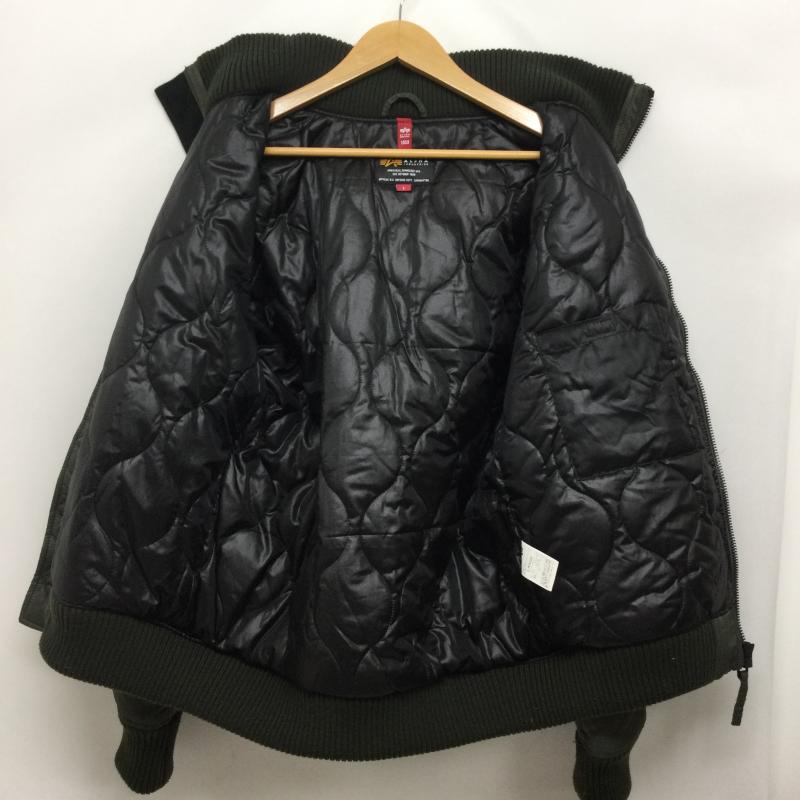 アルファ インダストリー Alpha Industries ジャケット、上着 フライトジャケット ALPHA アルファ フーデッドリブジャケット TA1330-076 ミリタリー L 無地 カーキ / カーキ / khaki メンズ USED 古着 中古 50168813