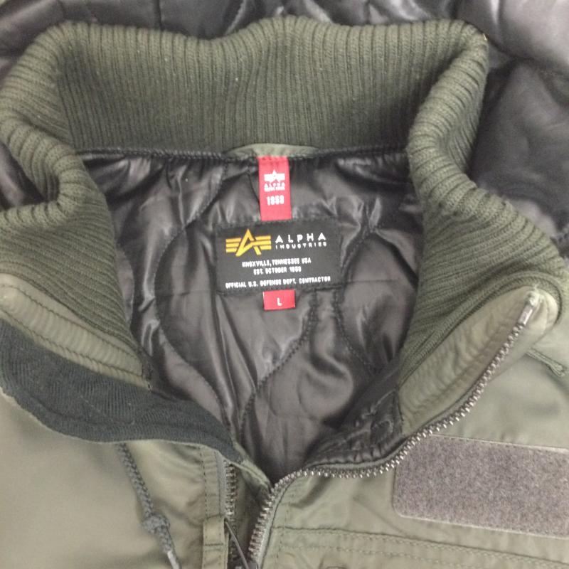 アルファ インダストリー Alpha Industries ジャケット、上着 フライトジャケット ALPHA アルファ フーデッドリブジャケット TA1330-076 ミリタリー L 無地 カーキ / カーキ / khaki メンズ USED 古着 中古 50168813