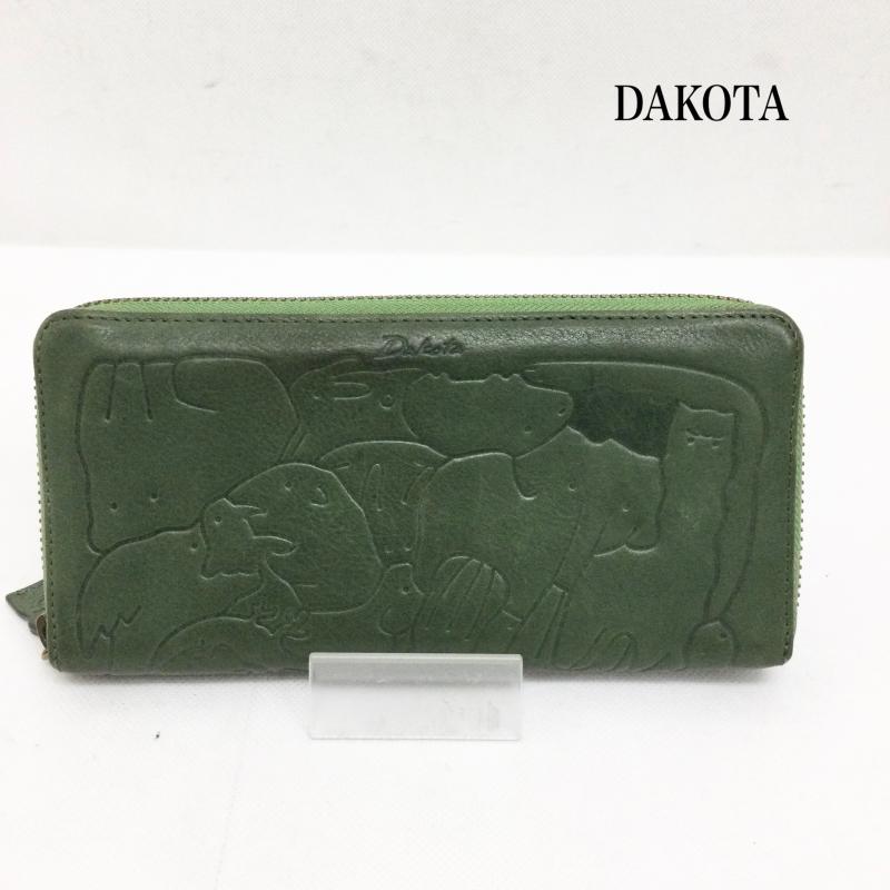 ダコタ Dakota 財布 長財布 ダコタ 長財布 動物パズル柄 アニマル柄 ラウンドファスナー ロングウォレット - 総柄 緑 / グリーン / green レディース USED 古着 中古 50168814