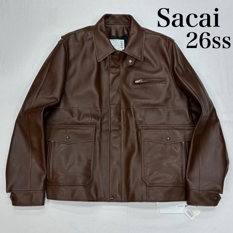 サカイ Sacai ジャケット、上着 レザージャケット 26ss Leather Blouson 26-03905M カウハイド レザー ジャケット ブルゾン 3 メンズ USED 古着 中古 50168816