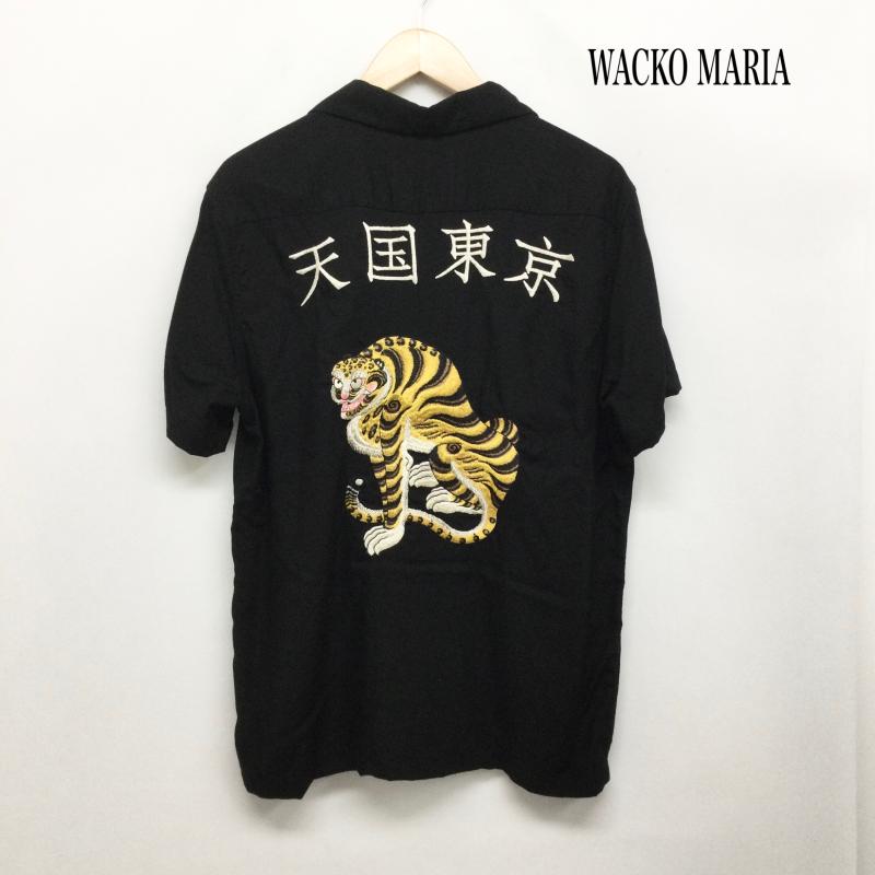 ワコマリア WACKO MARIA シャツ、ブラウス 半袖 WACKO MARIA 天国東京 虎 刺繍 オープンカラー レーヨン 半袖シャツ M 刺繍 黒 / ブラック / black メンズ USED 古着 中古 50168821