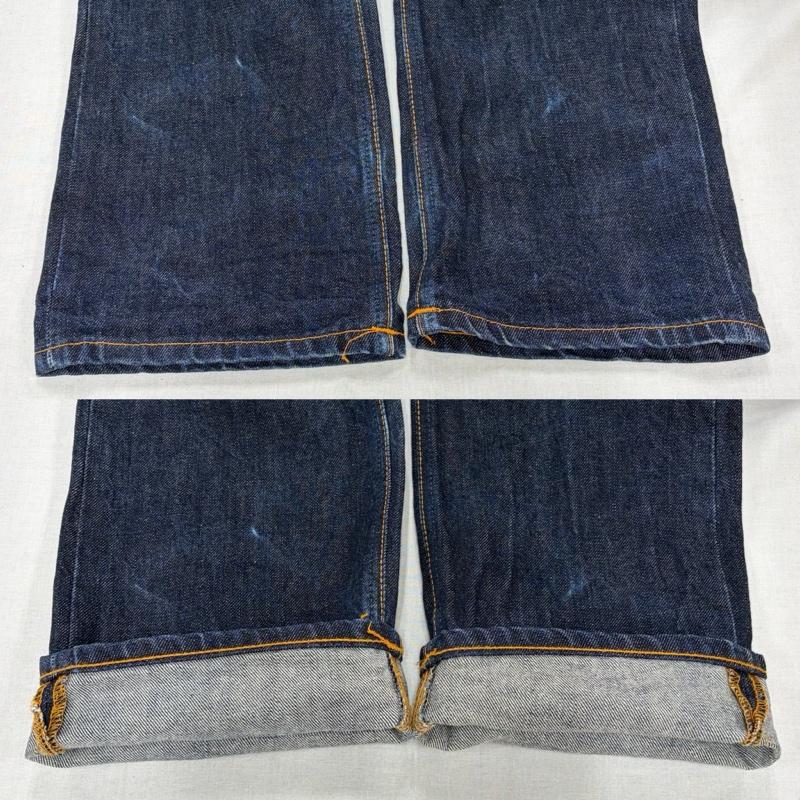 ヌーディージーンズ Nudie Jeans パンツ デニム、ジーンズ デニム ジーンズ レザーパッチ ボタンフライ 濃紺 イタリア製 32インチ ワンポイント X ロゴ、文字 インディゴ / インディゴ / Indigo メンズ USED 古着 中古 50168832